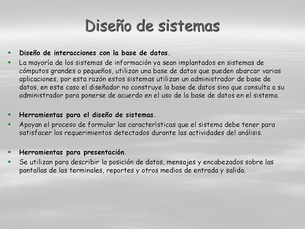 Diseño de sistemas Diseño de interacciones con la base de datos.