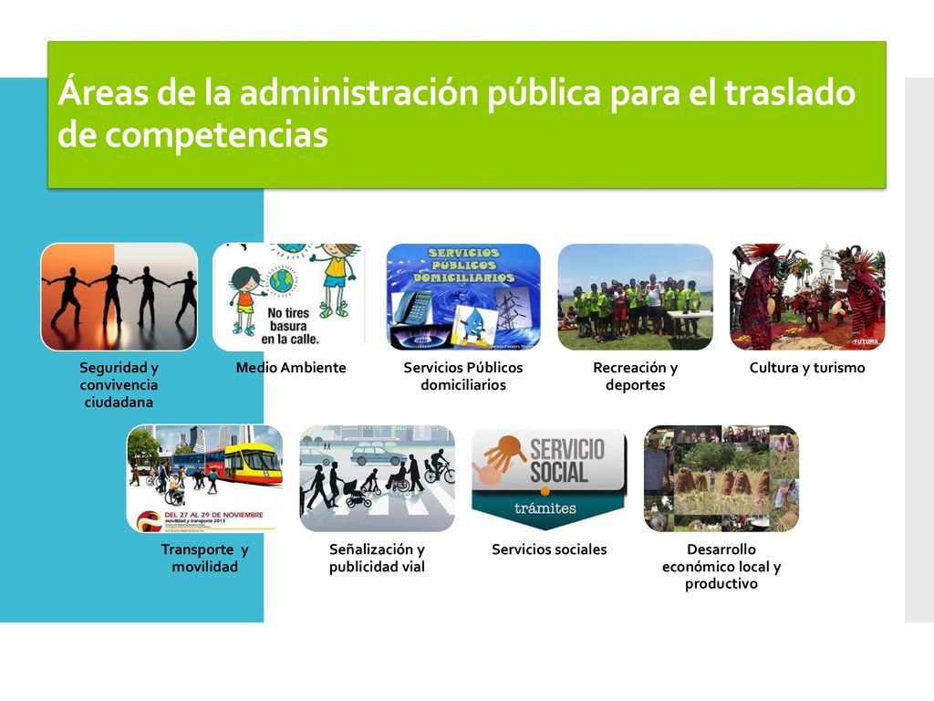Áreas de la administración pública para el traslado de competencias
