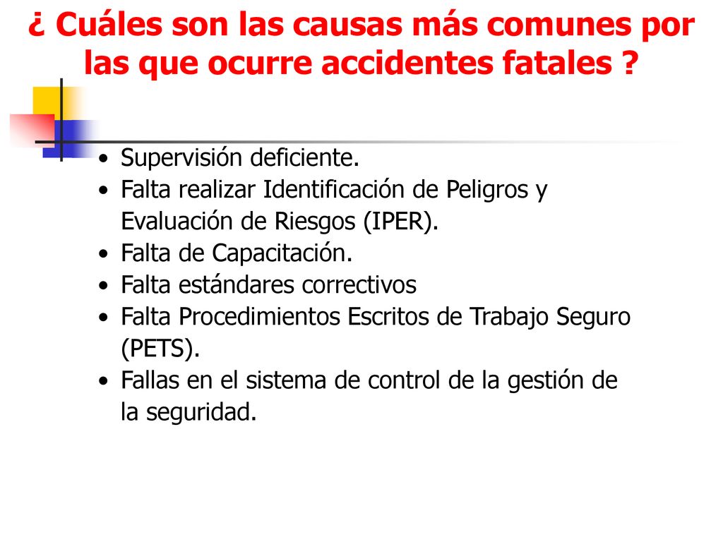 ¿ Cuáles son las causas más comunes por las que ocurre accidentes fatales