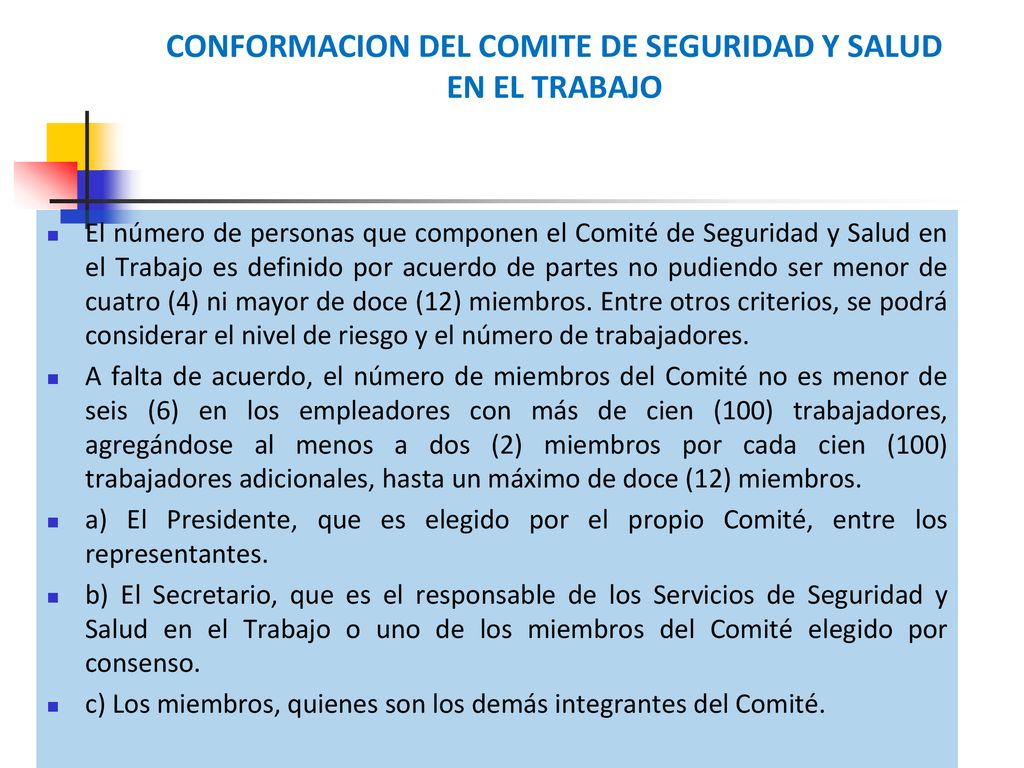 CONFORMACION DEL COMITE DE SEGURIDAD Y SALUD EN EL TRABAJO