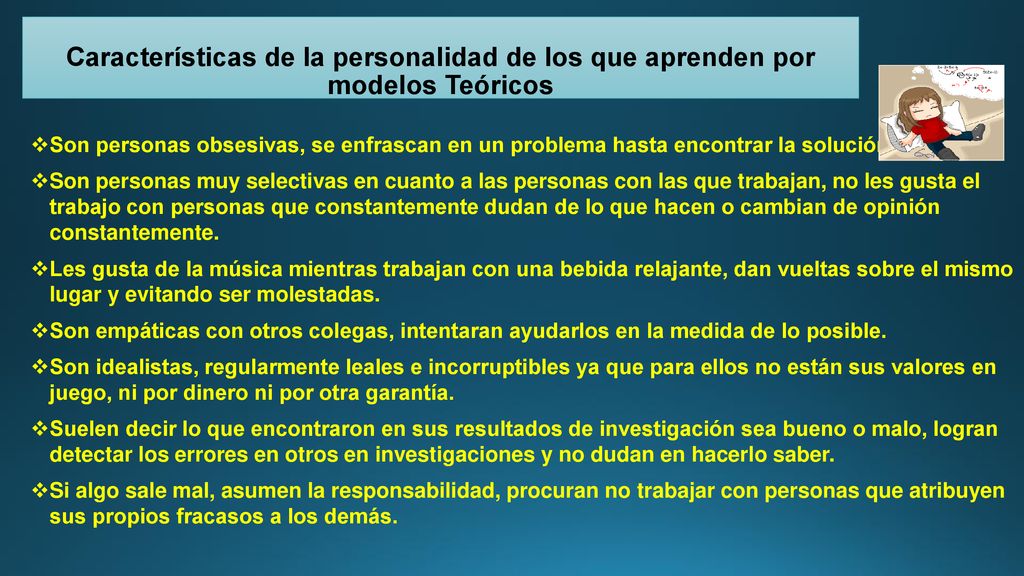 Características de la personalidad de los que aprenden por modelos Teóricos