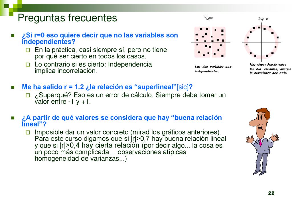 Preguntas frecuentes ¿Si r=0 eso quiere decir que no las variables son independientes