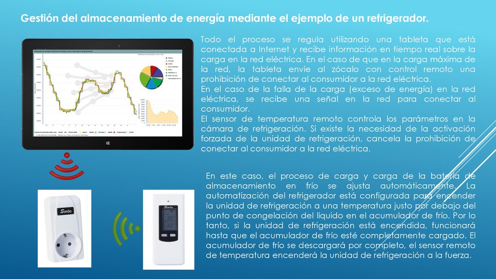 Gestión del almacenamiento de energía mediante el ejemplo de un refrigerador.