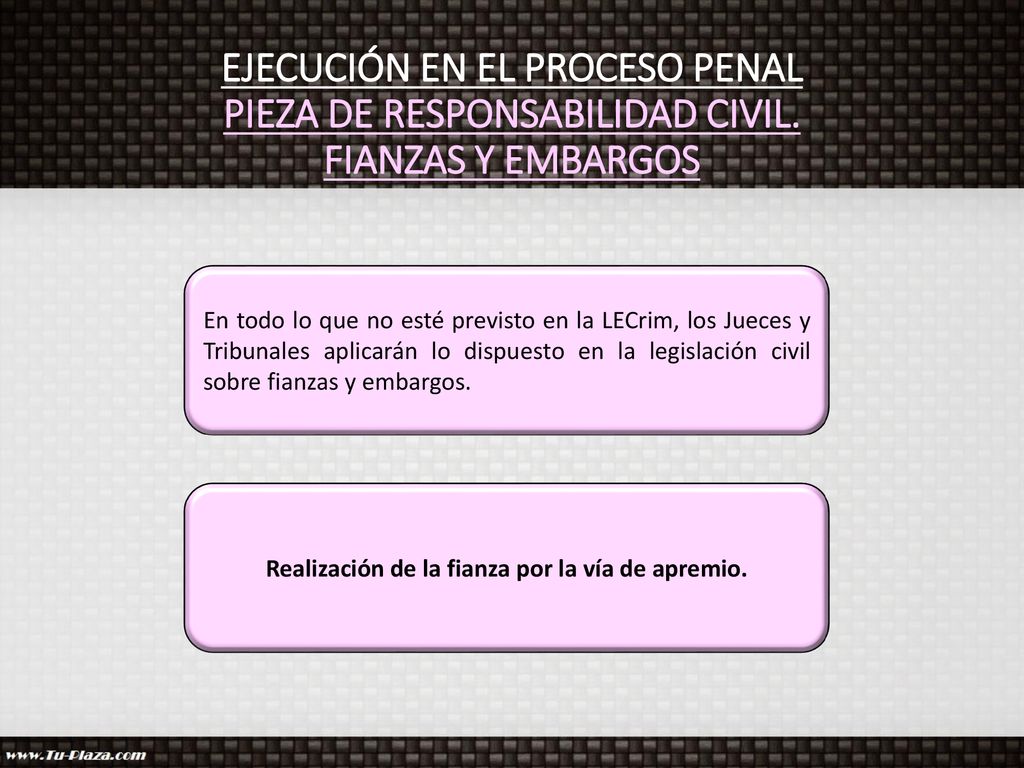 Realización de la fianza por la vía de apremio.