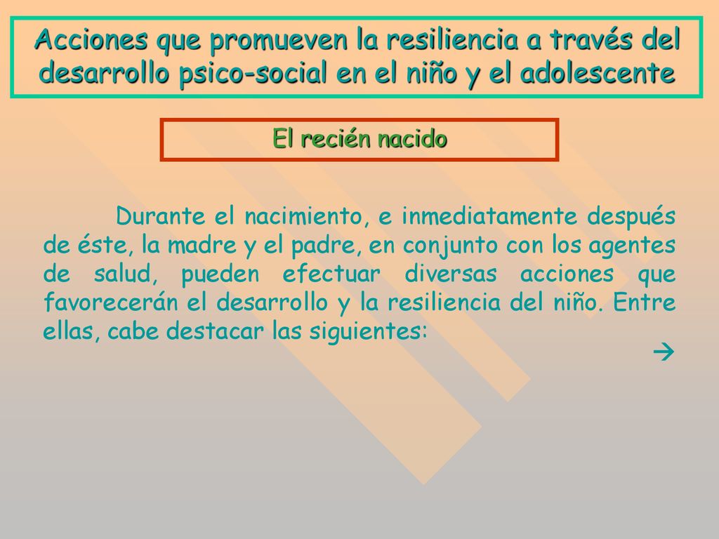 Acciones que promueven la resiliencia a través del desarrollo psico-social en el niño y el adolescente