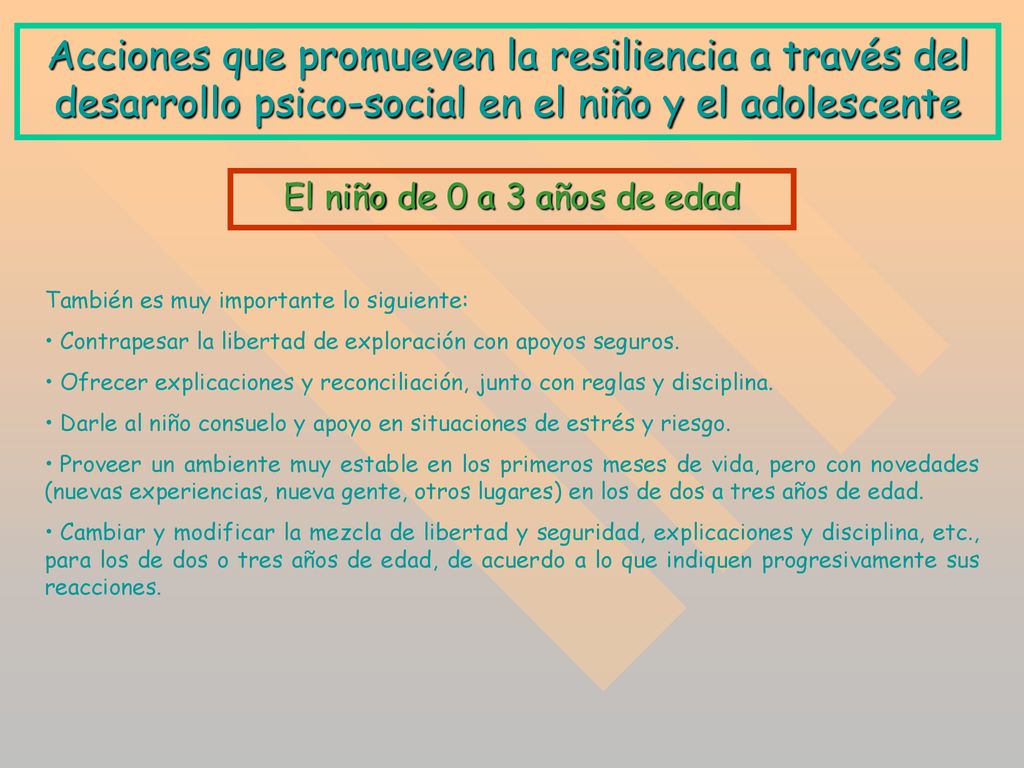 Acciones que promueven la resiliencia a través del desarrollo psico-social en el niño y el adolescente