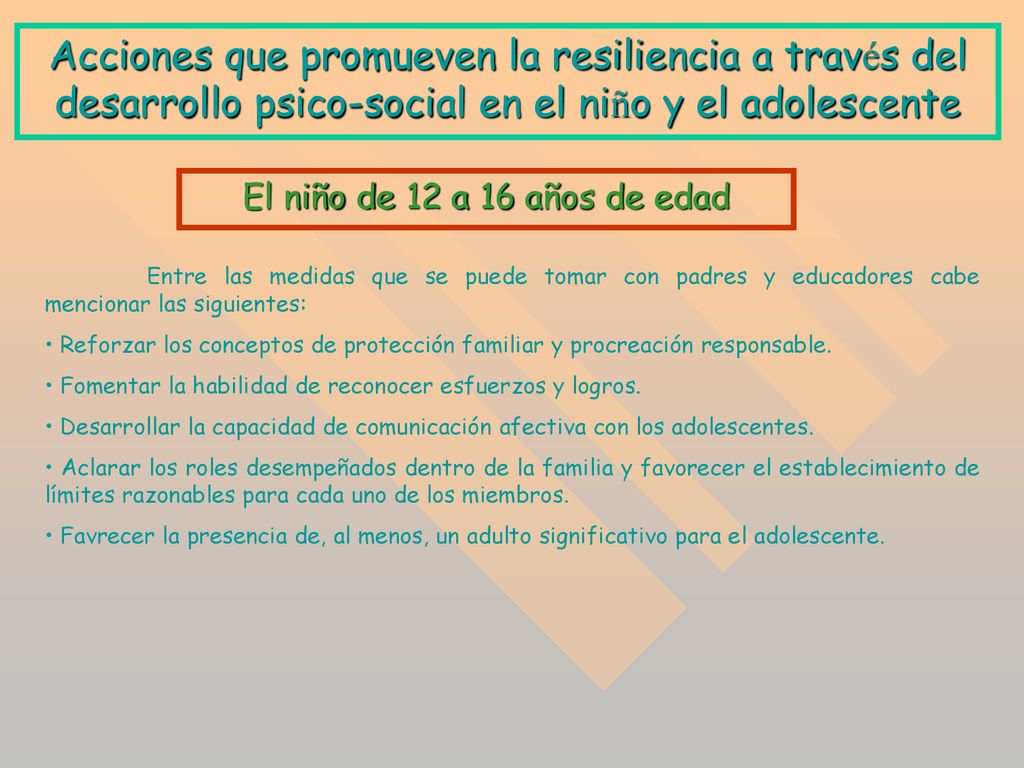 Acciones que promueven la resiliencia a través del desarrollo psico-social en el niño y el adolescente