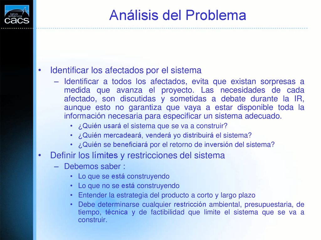 Análisis del Problema Identificar los afectados por el sistema