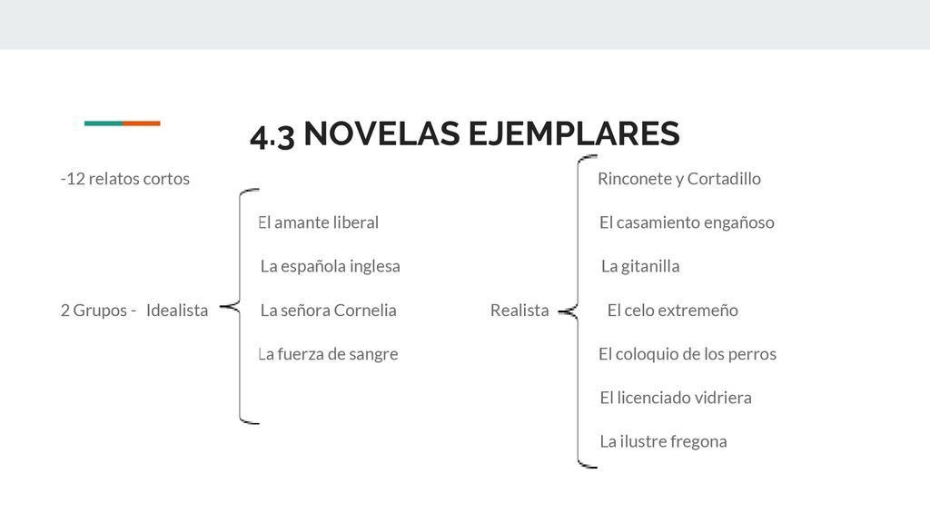 4.3 NOVELAS EJEMPLARES -12 relatos cortos Rinconete y Cortadillo