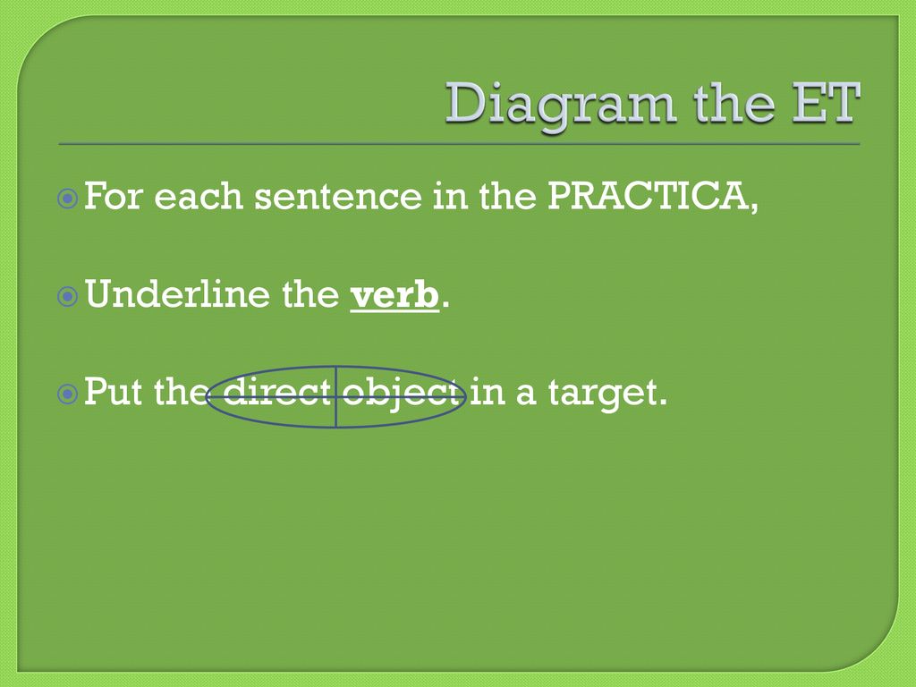 Diagram the ET For each sentence in the PRACTICA, Underline the verb.