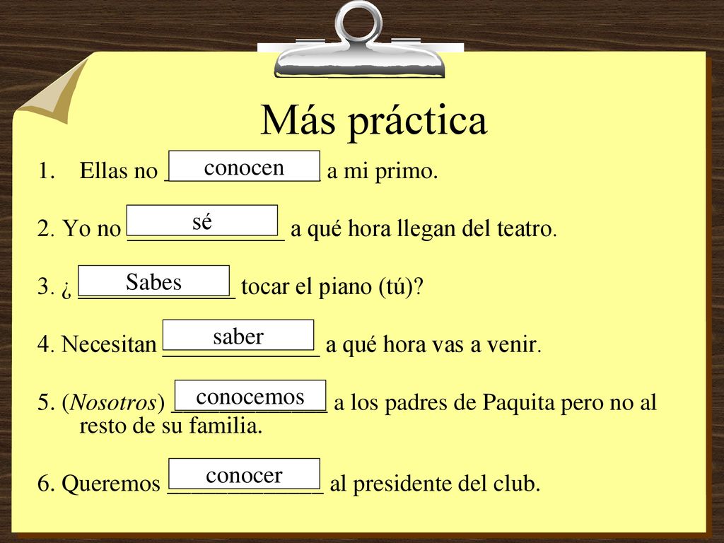 Más práctica conocen Ellas no _____________ a mi primo.
