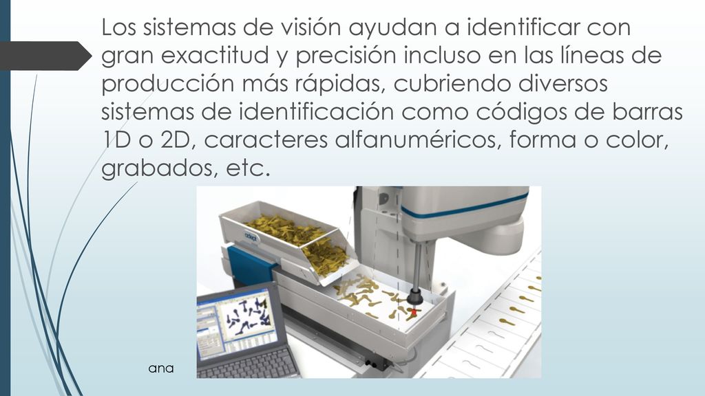 Los sistemas de visión ayudan a identificar con gran exactitud y precisión incluso en las líneas de producción más rápidas, cubriendo diversos sistemas de identificación como códigos de barras 1D o 2D, caracteres alfanuméricos, forma o color, grabados, etc.