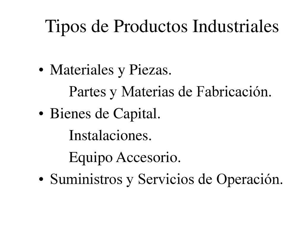 Tipos de Productos Industriales