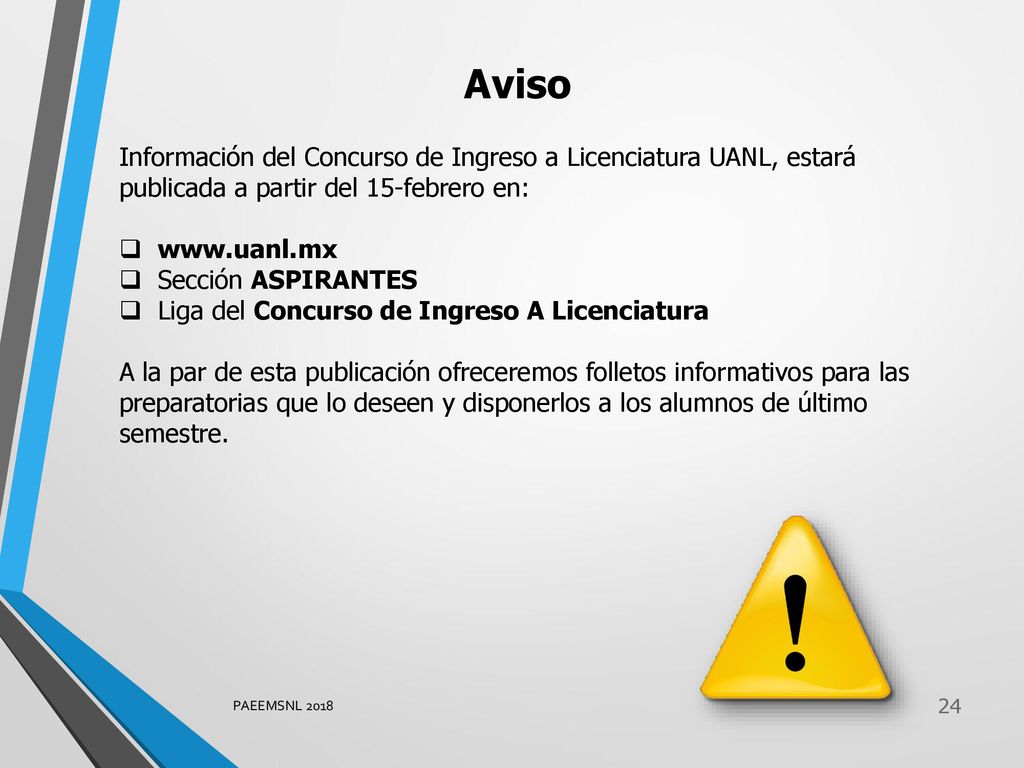 Aviso Información del Concurso de Ingreso a Licenciatura UANL, estará publicada a partir del 15-febrero en: