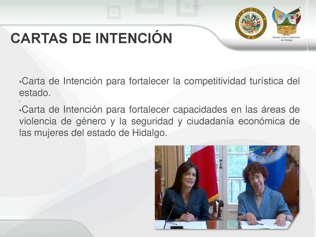 CARTAS DE INTENCIÓN . Carta de Intención para fortalecer la competitividad turística del estado.