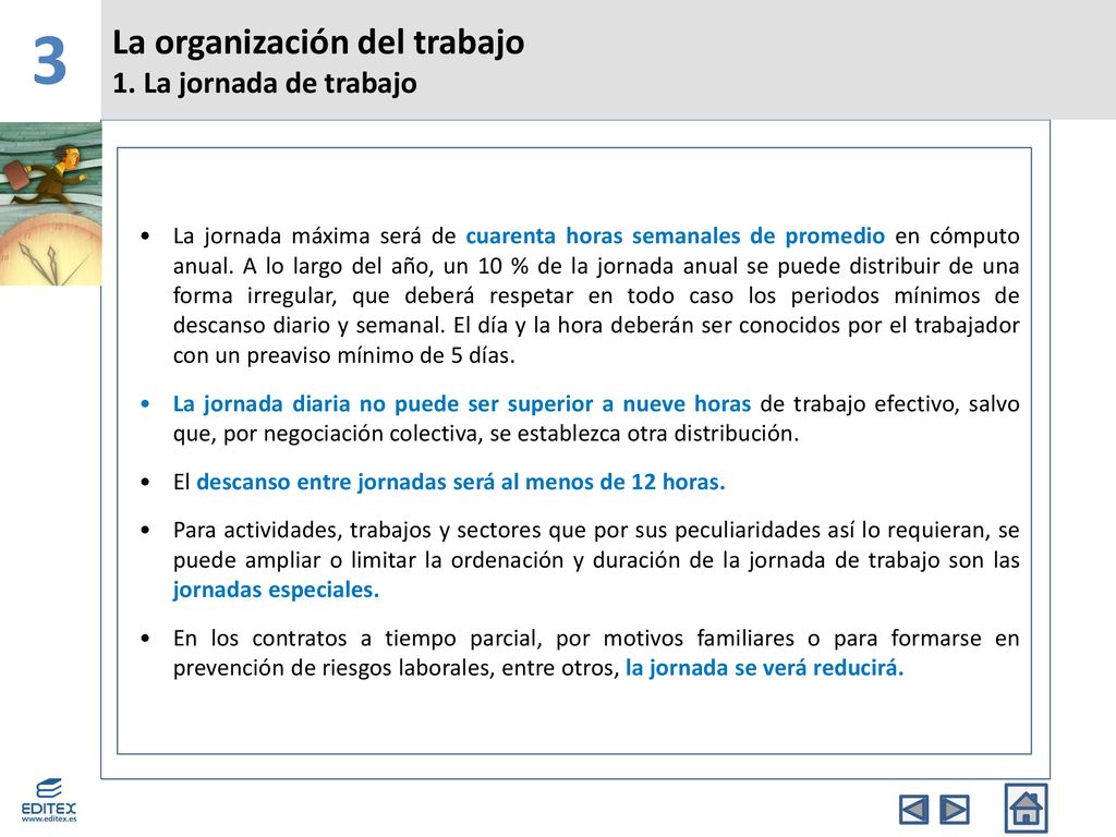 3 La organización del trabajo 1. La jornada de trabajo