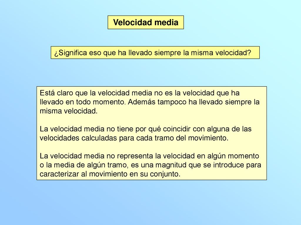 Velocidad media ¿Significa eso que ha llevado siempre la misma velocidad