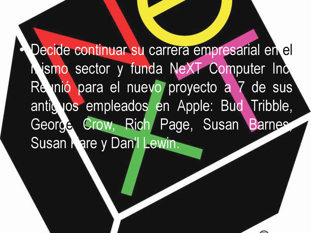 Decide continuar su carrera empresarial en el mismo sector y funda NeXT Computer Inc.