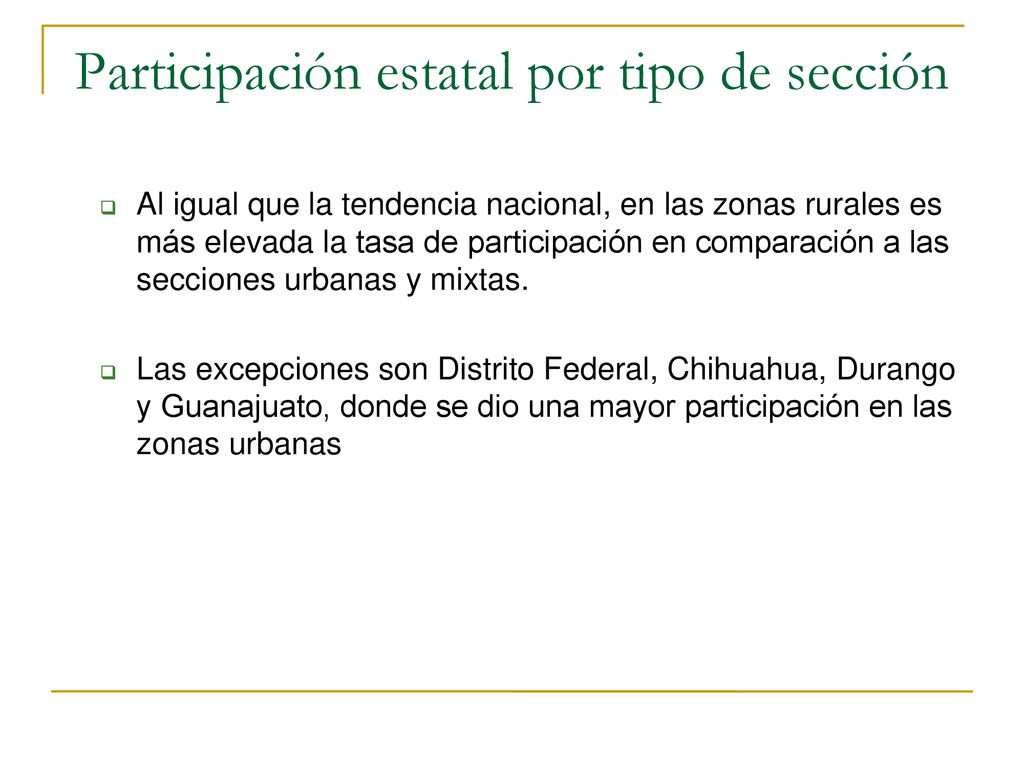 Participación estatal por tipo de sección