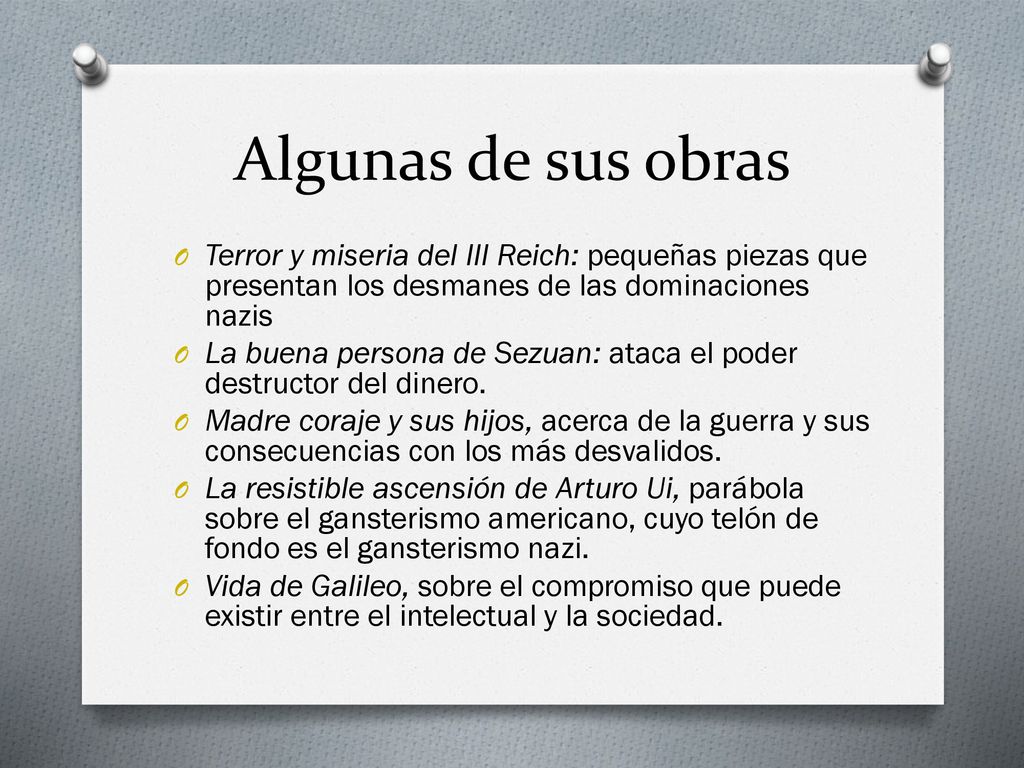 Algunas de sus obras Terror y miseria del III Reich: pequeñas piezas que presentan los desmanes de las dominaciones nazis.
