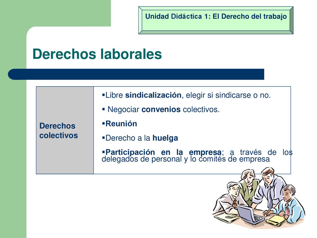 Derechos laborales Libre sindicalización, elegir si sindicarse o no.