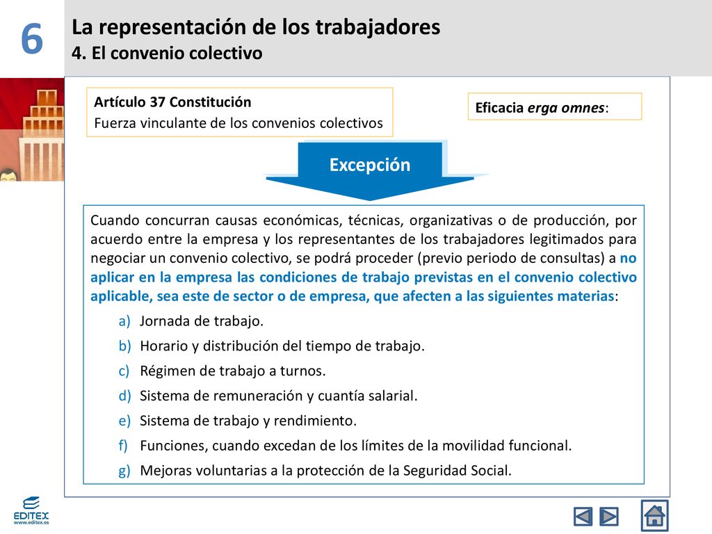 6 La representación de los trabajadores 4. El convenio colectivo