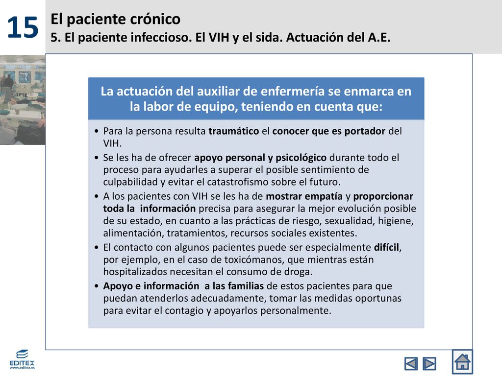 15 El paciente crónico 5. El paciente infeccioso. El VIH y el sida. Actuación del A.E.