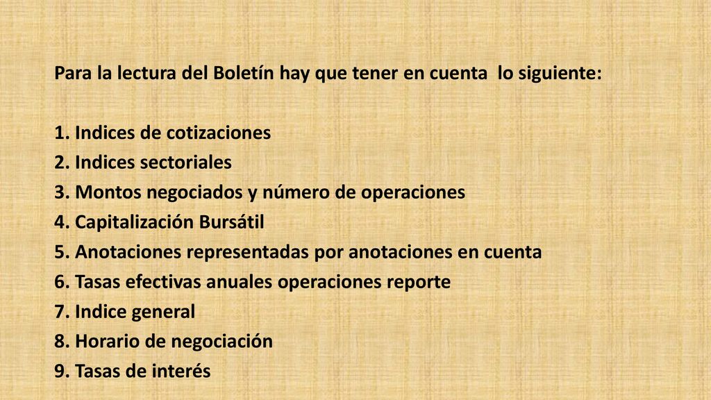 Para la lectura del Boletín hay que tener en cuenta lo siguiente: