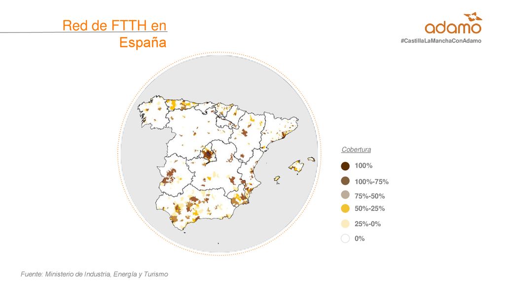 Red de FTTH en España 100% 100%-75% 75%-50% 50%-25% 25%-0% 0%