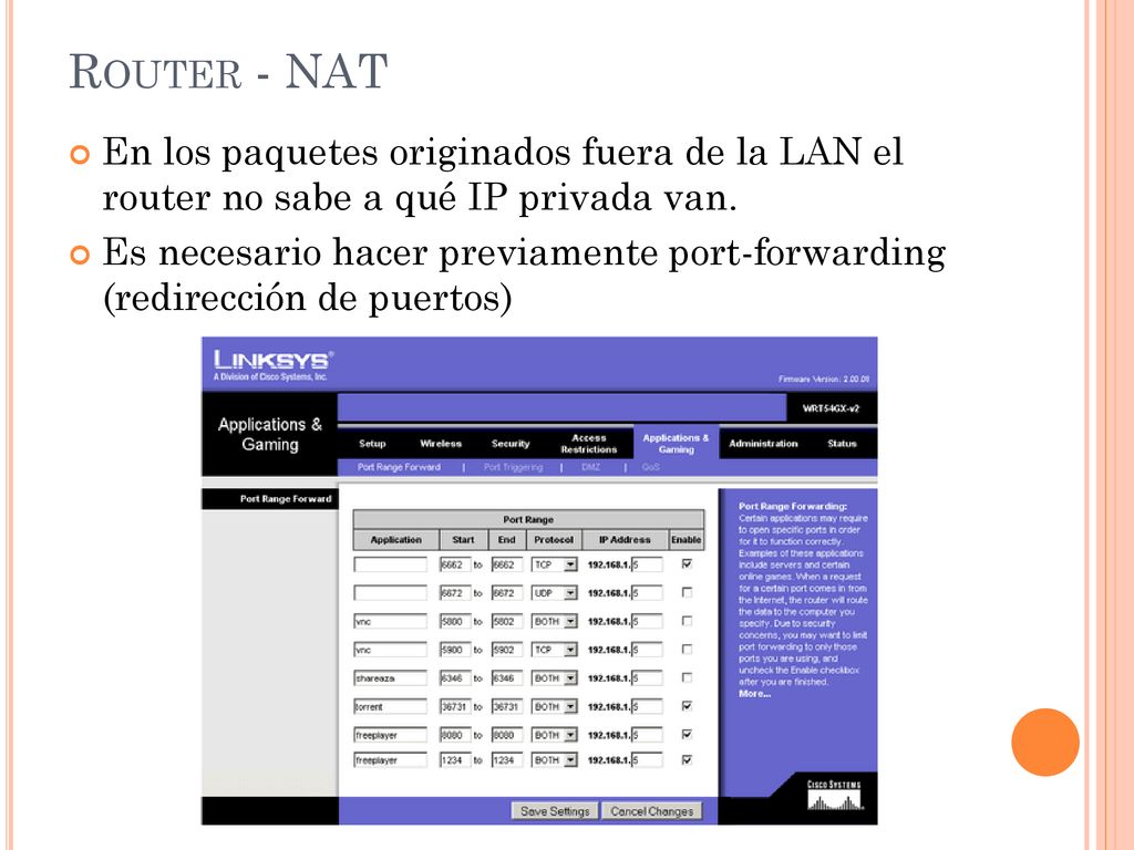 Router - NAT En los paquetes originados fuera de la LAN el router no sabe a qué IP privada van.