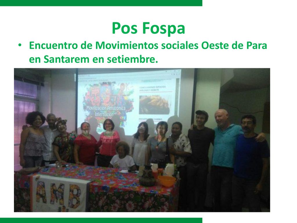 Pos Fospa Encuentro de Movimientos sociales Oeste de Para en Santarem en setiembre.