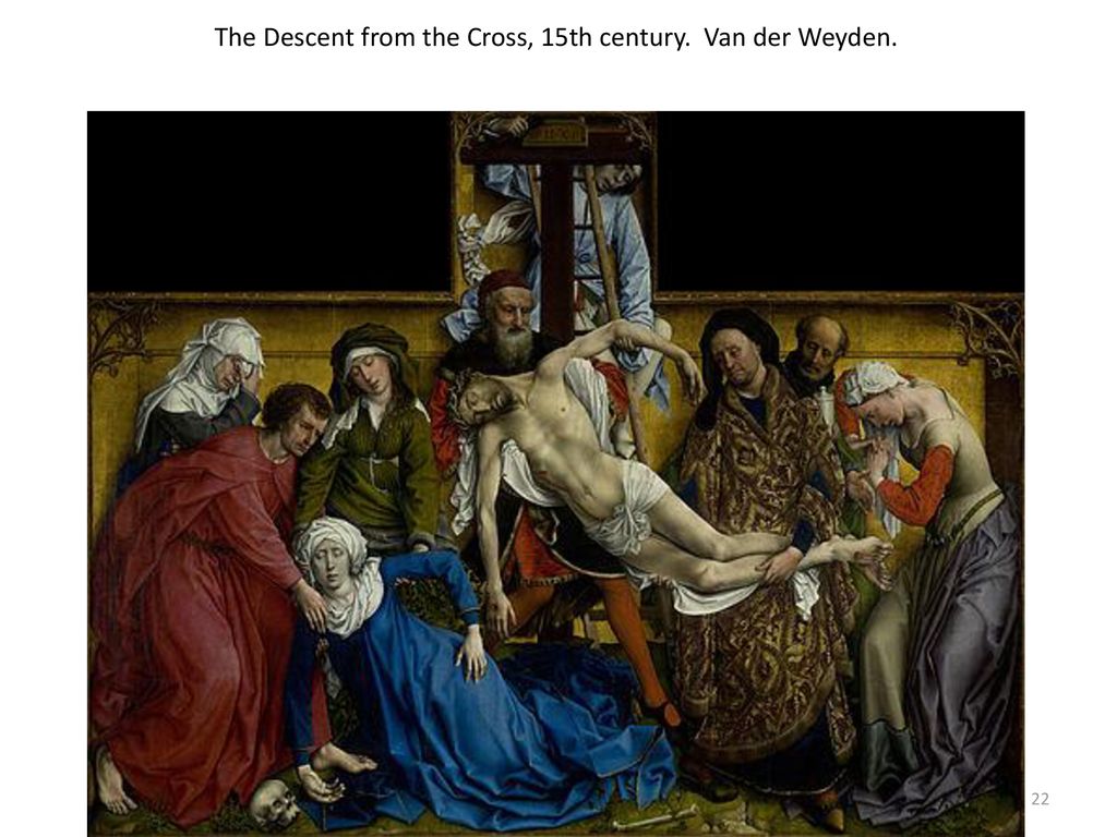The Descent from the Cross, 15th century. Van der Weyden.
