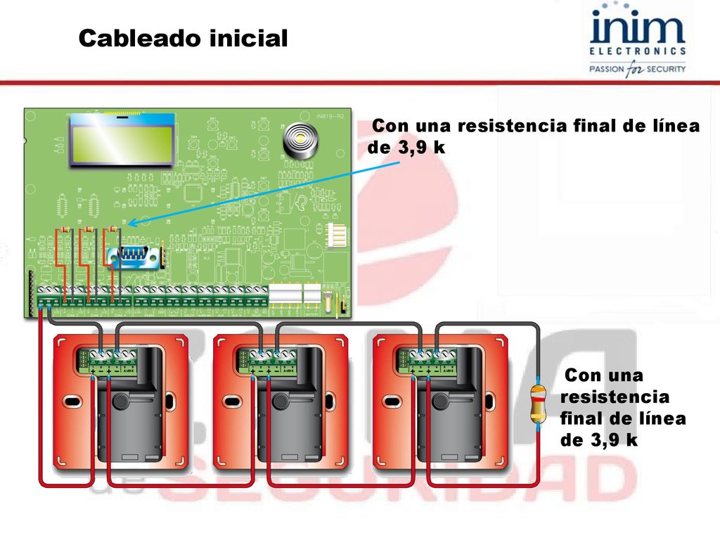 Cableado inicial Con una resistencia final de línea de 3,9 k