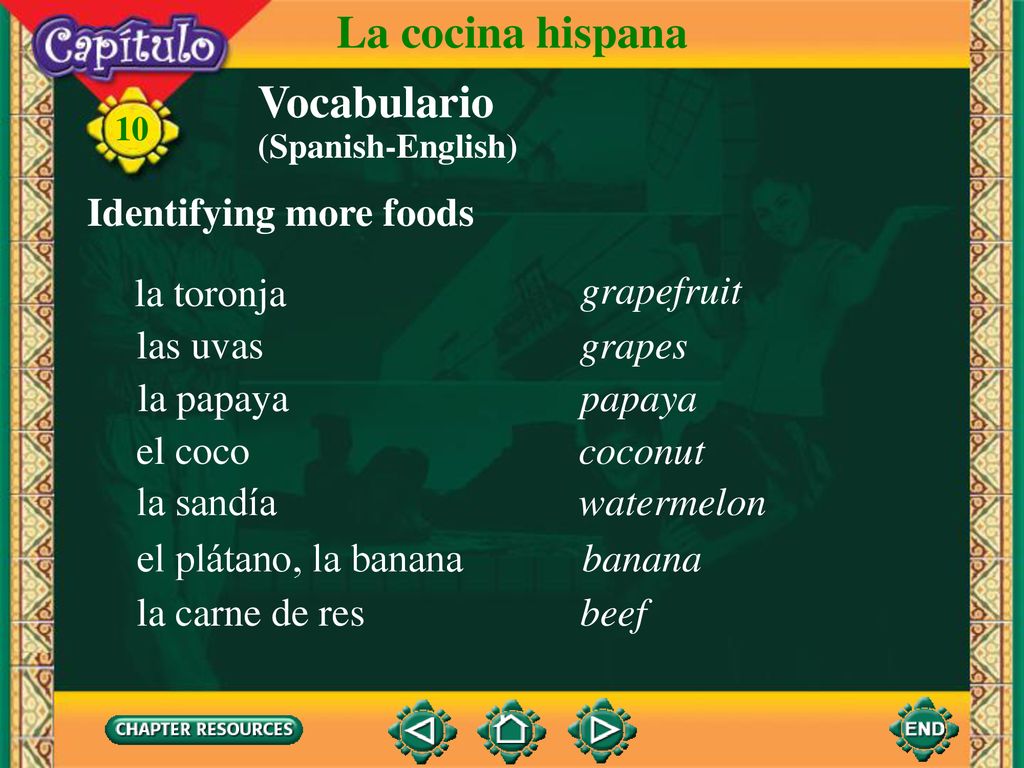 La cocina hispana Vocabulario Identifying more foods la toronja