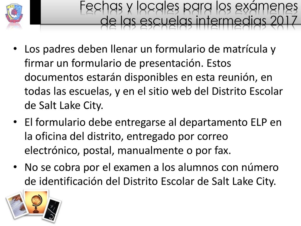 Fechas y locales para los exámenes de las escuelas intermedias 2017
