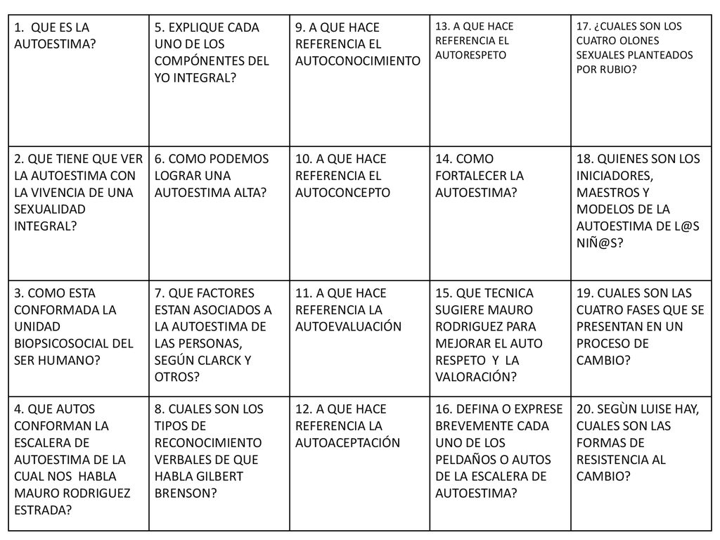 5. EXPLIQUE CADA UNO DE LOS COMPÓNENTES DEL YO INTEGRAL