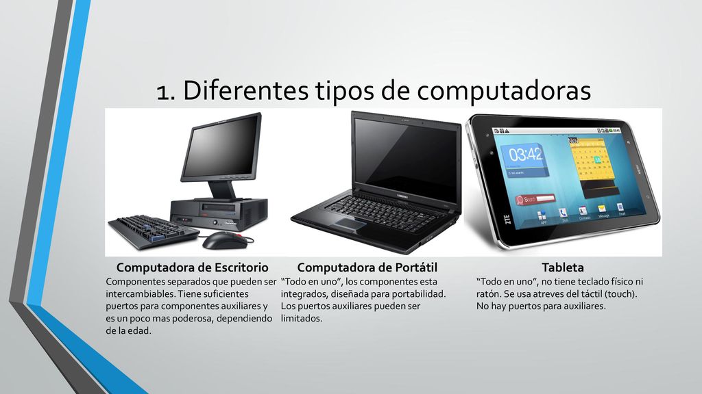 1. Diferentes tipos de computadoras