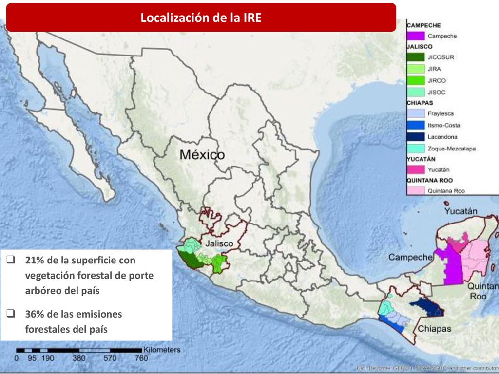 Localización de la IRE 21% de la superficie con vegetación forestal de porte arbóreo del país.