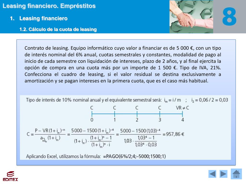 1. Leasing financiero 1.2. Cálculo de la cuota de leasing.