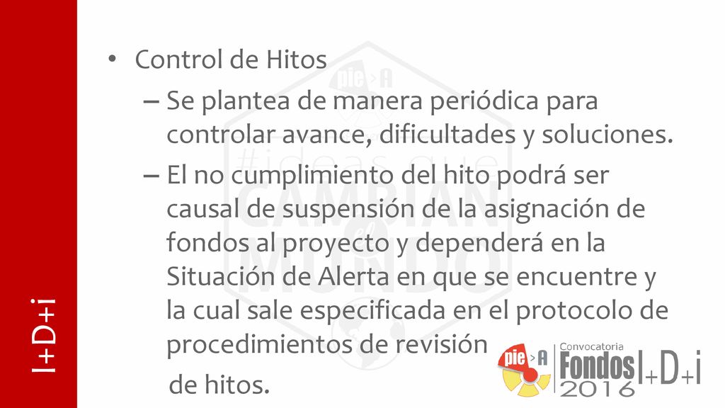 Control de Hitos Se plantea de manera periódica para controlar avance, dificultades y soluciones.