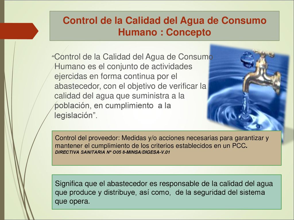 Control de la Calidad del Agua de Consumo Humano : Concepto