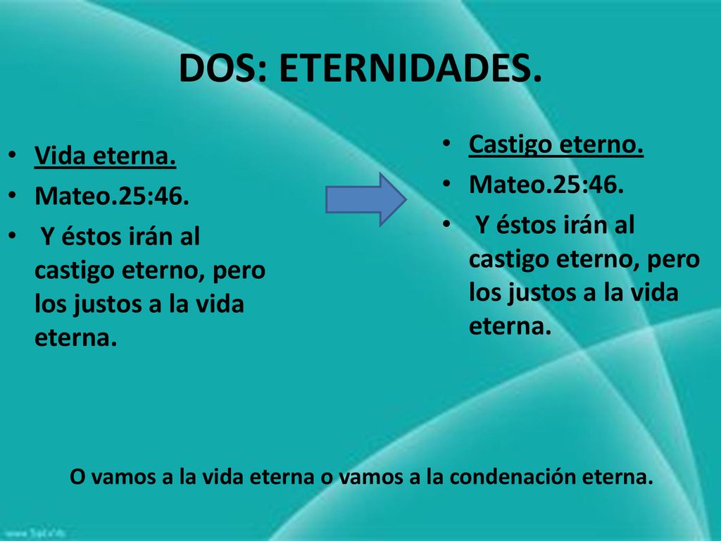 O vamos a la vida eterna o vamos a la condenación eterna.