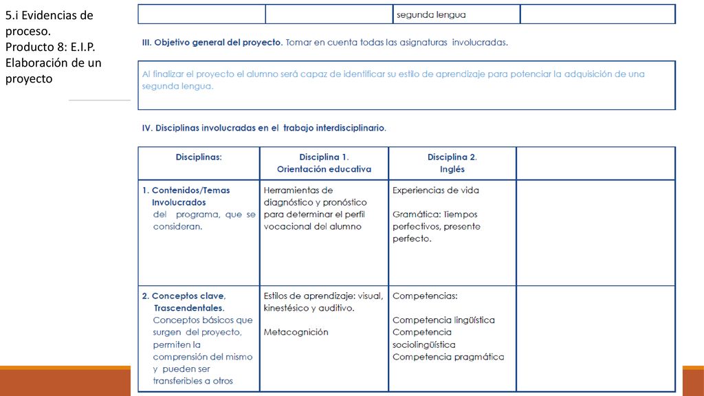 5. i Evidencias de proceso. Producto 8: E. I. P
