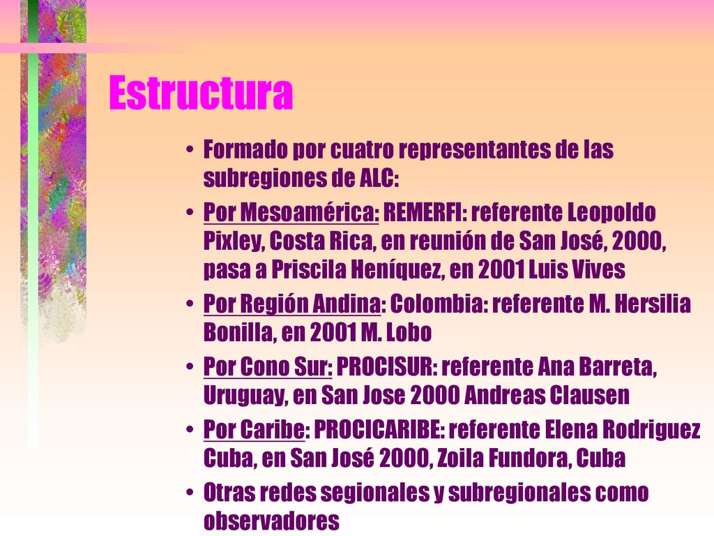 Estructura Formado por cuatro representantes de las subregiones de ALC: