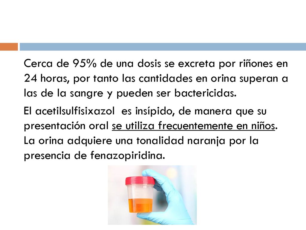 Cerca de 95% de una dosis se excreta por riñones en 24 horas, por tanto las cantidades en orina superan a las de la sangre y pueden ser bactericidas.