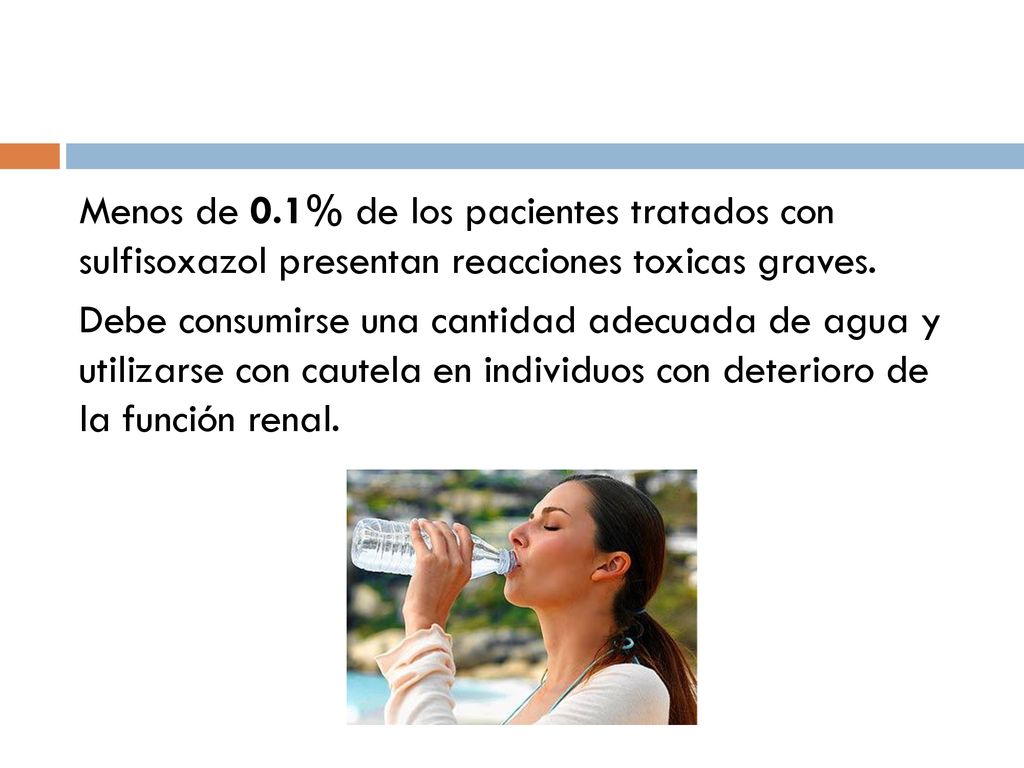 Menos de 0.1% de los pacientes tratados con sulfisoxazol presentan reacciones toxicas graves.