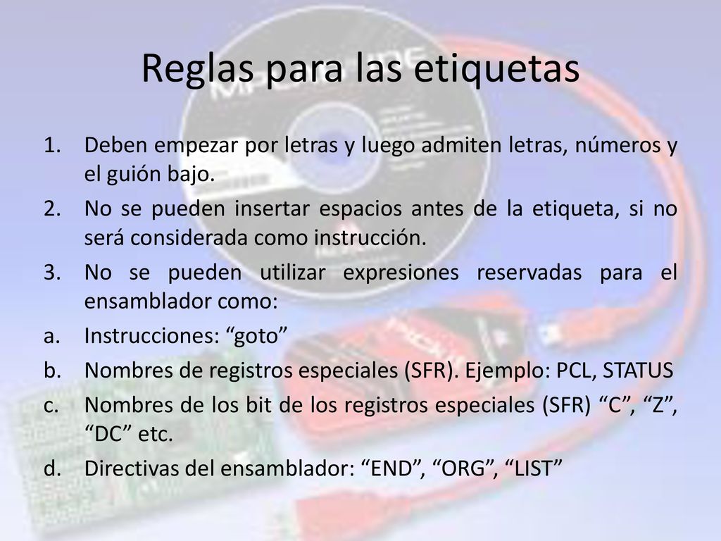 Reglas para las etiquetas