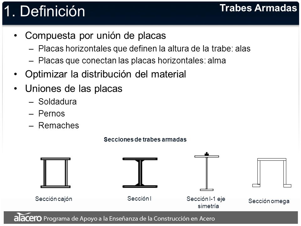 1. Definición Trabes Armadas Compuesta por unión de placas