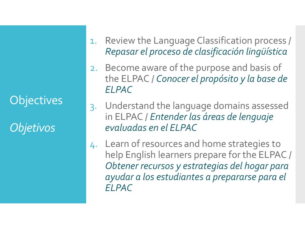 Review the Language Classification process / Repasar el proceso de clasificación lingüística