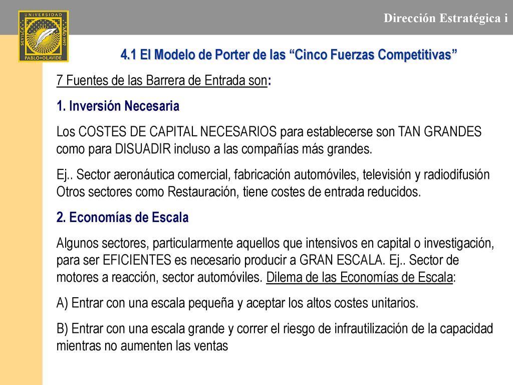 4.1 El Modelo de Porter de las Cinco Fuerzas Competitivas